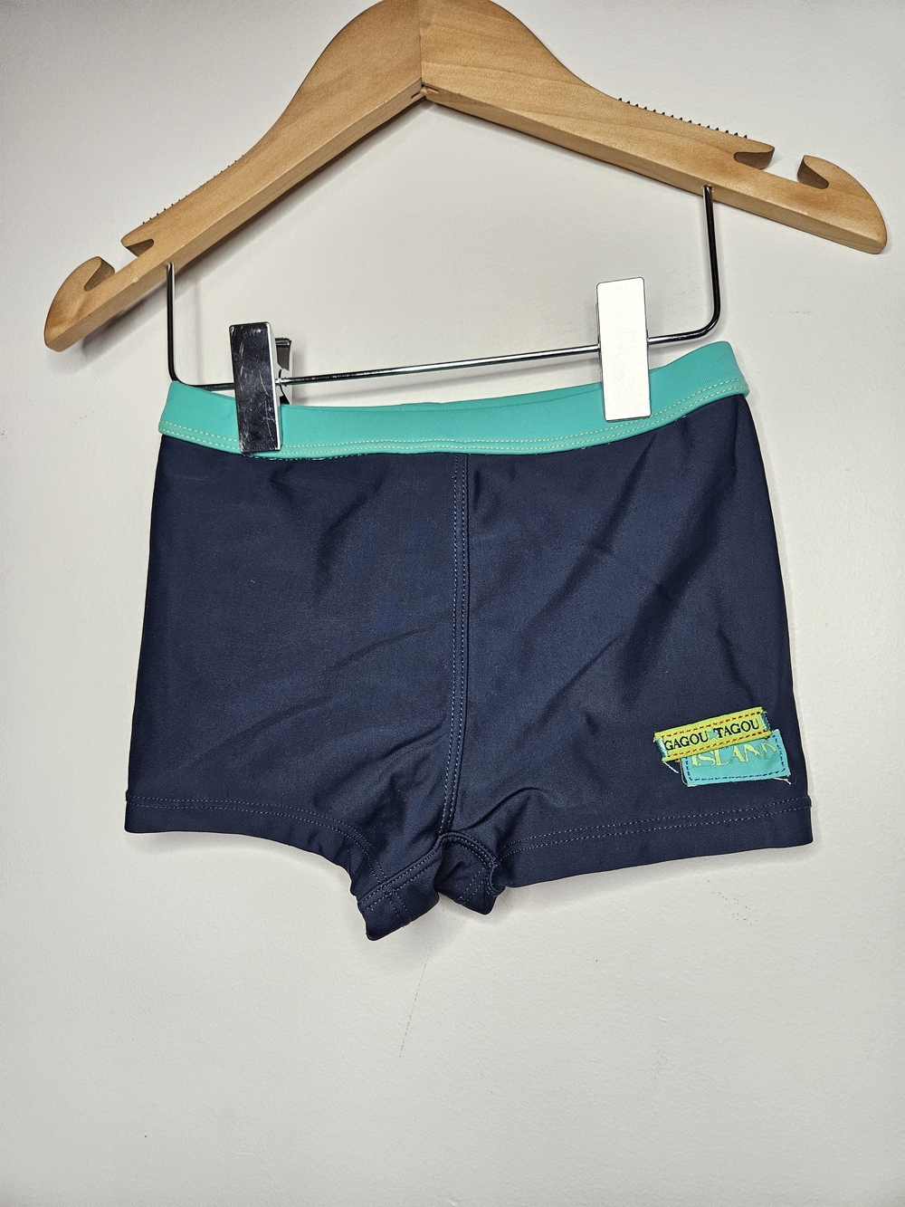 ​Gagou Tagou Island Boys Navy Blue Teal Swim Trunks Shorts Size 3T🩷